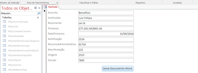 Usando Access - Gerar Documento Word