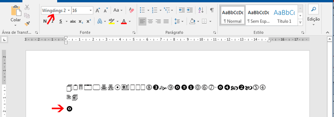 Usando Access - Fonte WingDings 2