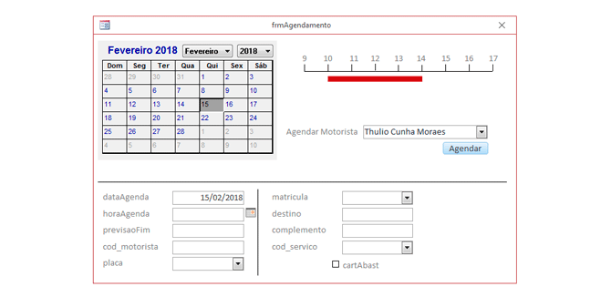 Tela agendamento