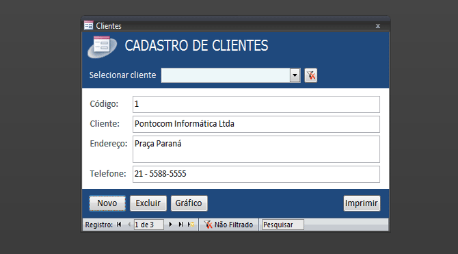 Usando Access - Cadastro de clientes do Maestro