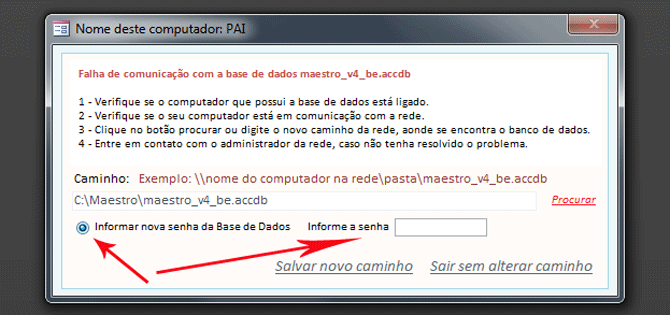 Usando Access - Senha back-end