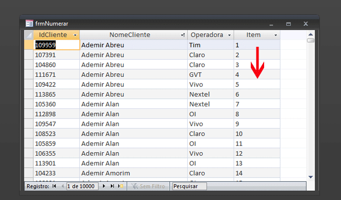 Usando Access - Numerar Itens formulrio