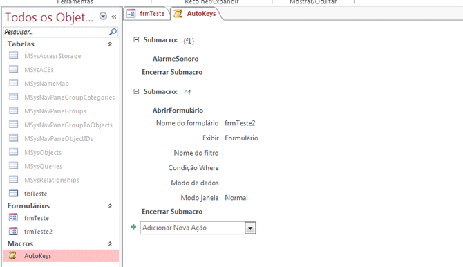 Usando Access - Macro Autokeys