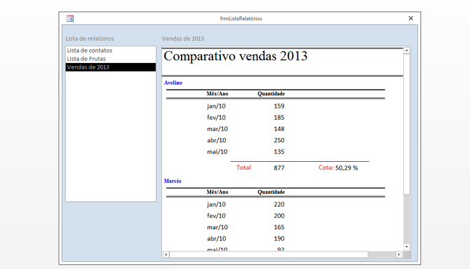 Usando Access - exibindo relatrio no formulrio