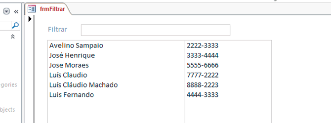 Usando Access - Lista de clientes