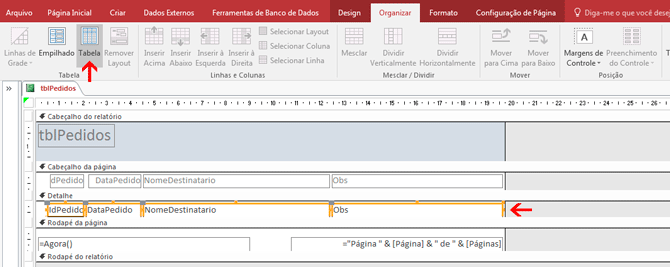 Usando Access - ajuste altura