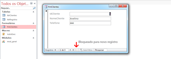 Usando Access - Limitar Registro