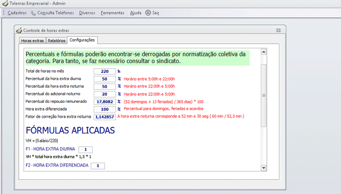 Frmulas horas extras