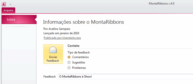 Assitente ribbons para o Access 2007/2010