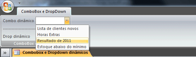 Ribbons - combobox e dropdown dinmicas