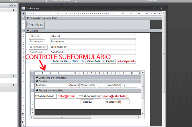 Usando Access - Controle Subformulário