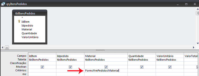 Usando Access - sintaxe forms na consulta