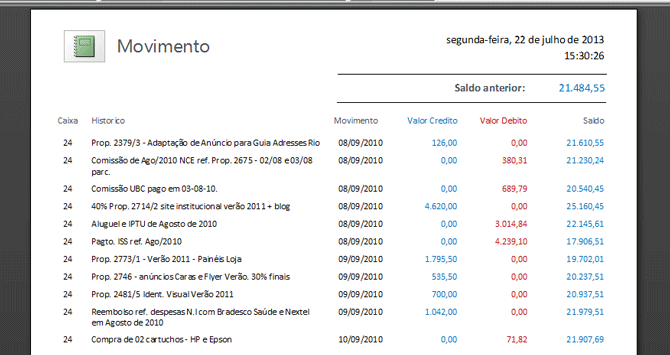 Usando Access - Relatrio Movimento bancrio