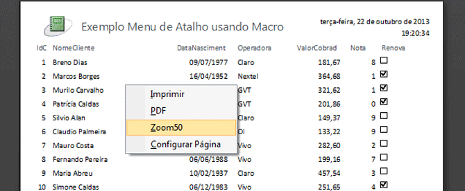 Usando Access - Menu de Atalho com Macro