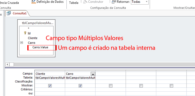 Usando Access - campo tipo Mtiplos Valores