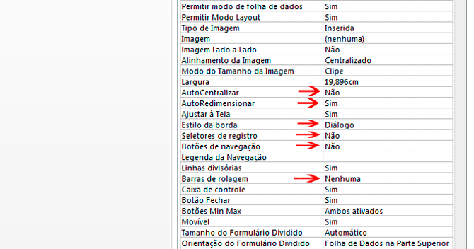 Propriedades formulrio