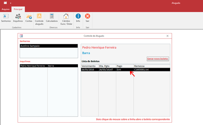 Usando Access - Boleto Aluguis