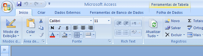 Faixa de opes do Access 2007