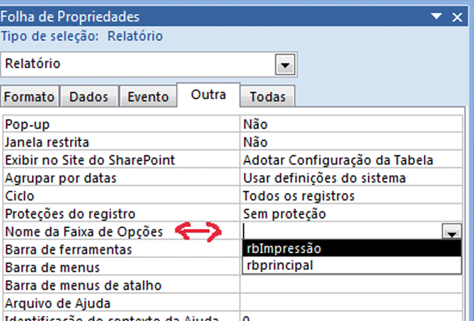 Configurando propriedade Faixa de Opes